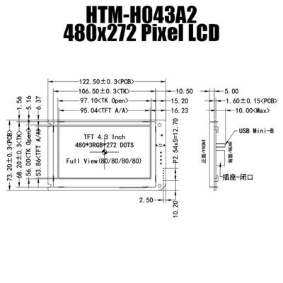 4,3 Vertoning van het Touche screentft lcd 480x272 van Duimuart de Weerstand biedende MET LCD CONTROLEMECHANISMEraad