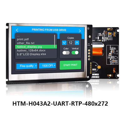 4,3 Vertoning van het Touche screentft lcd 480x272 van Duimuart de Weerstand biedende MET LCD CONTROLEMECHANISMEraad