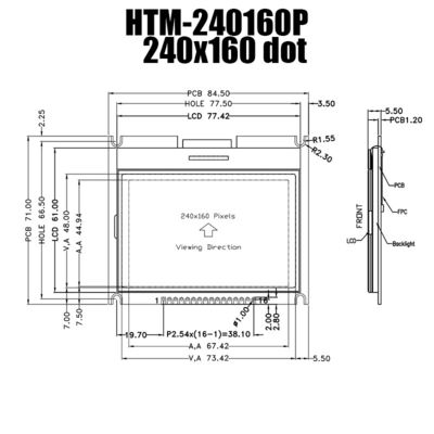240X160 grafische LCD Modulefstn Positieve Vertoning met Witte Backlight ST7529