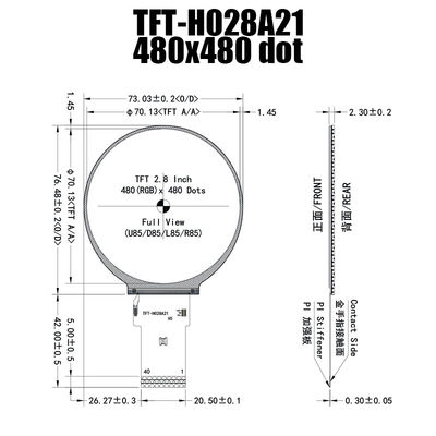 2,8 Duimips 480x480 om de Vertoningscomité ST7701S van TFT van het Cirkelscherm voor Industriële Controle